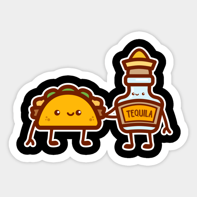 Kawaii Taco Tequila Sticker by LetsBeginDesigns